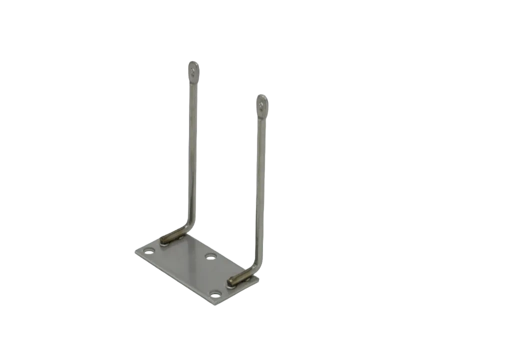 cabos_dissuasores_de_aves_poste_diplo_inox Base dupla em inox para instalação de cabos dissuasores de aves